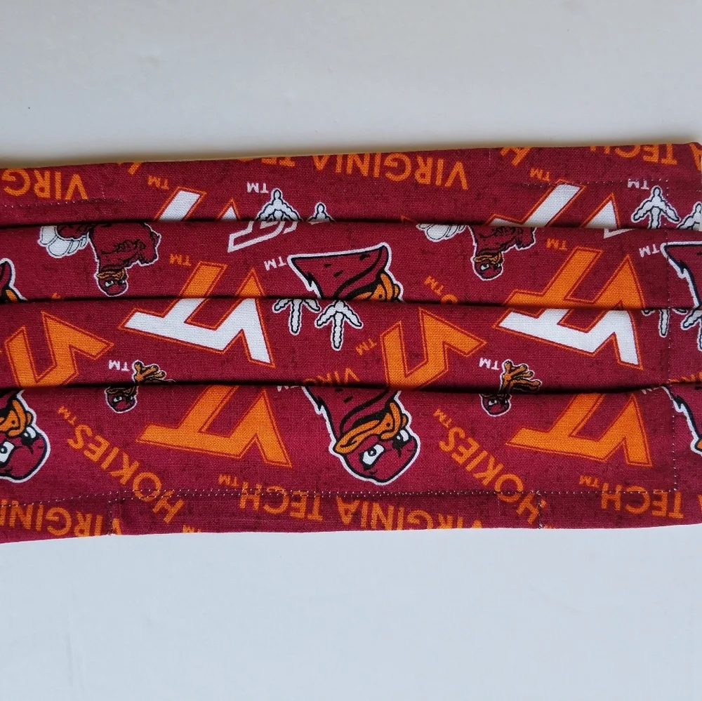 Hand Crafted Face Mask Burgundy/Orange Adult Virginia Tech Hokies VT Face Mask